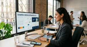 alt="Diseño de página web corporativa en rojo y negro realizado por Enfoque Kreativo"